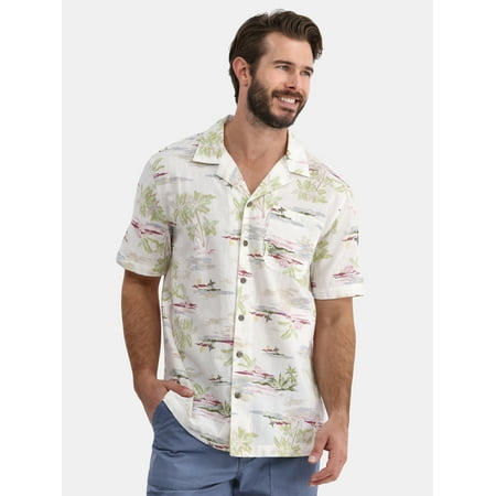 George Men's and Big Men’s Camp Shirt, Sizes S-3XL