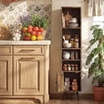 thumbnail image 2 of ELLEGNT 1 PCS 6‑Tier Storage Cabinet - 54 Inch Tall Narrow Bookcase with Adjustable Shelf, Rustic Brown, 2 of 9