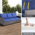 thumbnail image 4 of Yardgrace Patio Couch PE Rattan 3-Seat Outdoor Sofa Brown Wicker Furniture Set Deep Seating with Anti-Slip Blue Cushion, 4 of 6
