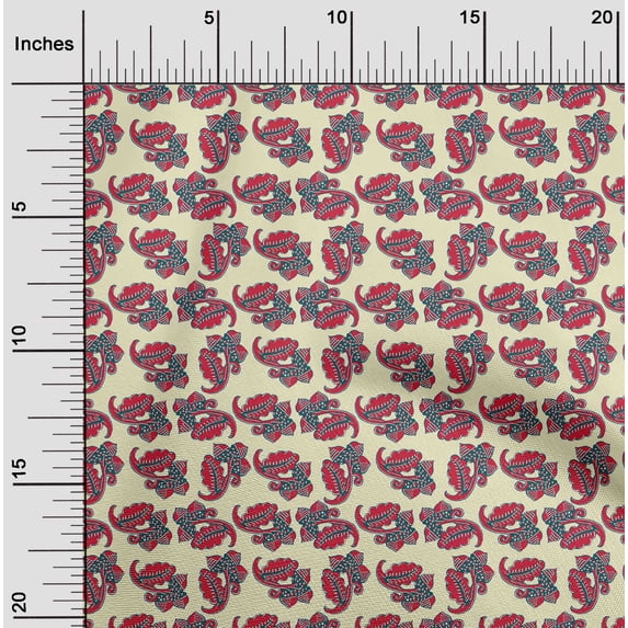 oneOone Georgette Viscose Fabric Leaves & Floral Block Fabric Prints By Yard 42 Inch Wide
