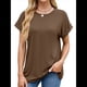 thumbnail image 3 of Camisetas Casuales Holgadas para Mujer, Camisetas de Verano de Corta con Cuello Redondo y Modernas Color Café S, 3 of 10