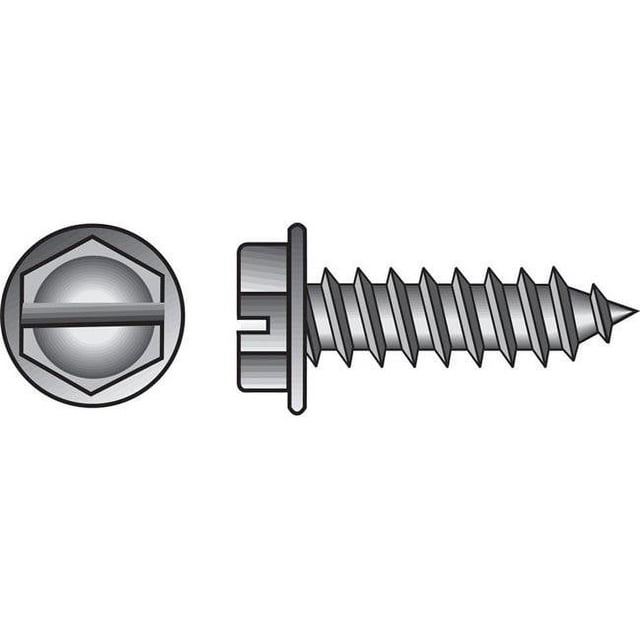 Sheet Metal Screws, Slotted, Hex Washer Head, Zinc, #14 x 3/4 In., 100-Pk. - 70331
