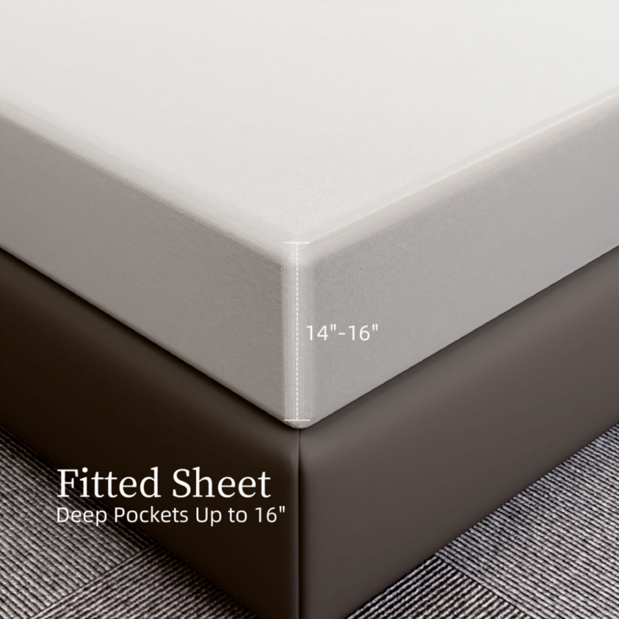 GARITIN Brushed Microfiber Queen 4-Piece Bed Sheets Set, 90GSM Ultra-Soft Breathable Bedding with 2 Pillowcases, 14-Inch Deep Pocket Fitted Sheet, Shrinkage Fade Wrinkle Resistant Easy Care, White