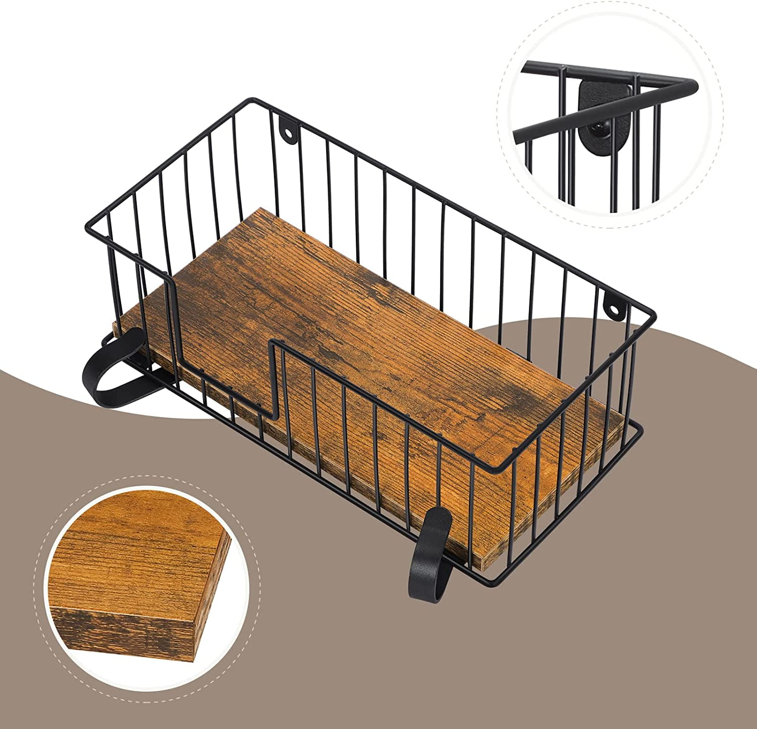 Wall Mounted Ironing Board Hanger for Y-Leg with Storage Basket, Black