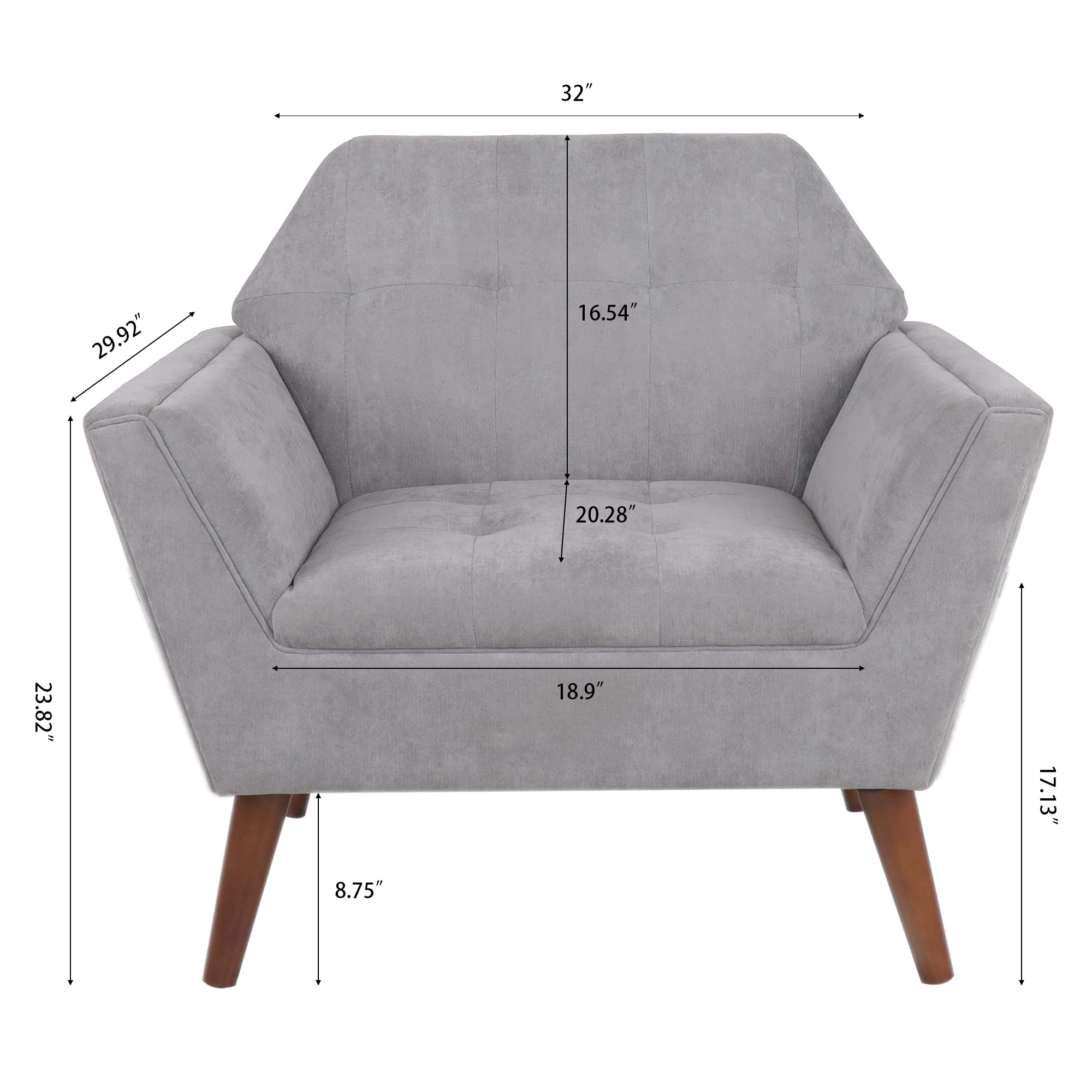 Kadyn 32" Wide Tufted Armchair, Upholstered Fabric Accent Chair for Living Room Bedroom, Modern Single Sofa Chair with Armrest, Gray Kadyn 32" Wide Tufted Armchair, Upholstered Fabric Accent Chair for Living Room Bedroom, Modern Single Sofa Chair with Armrest, Gray