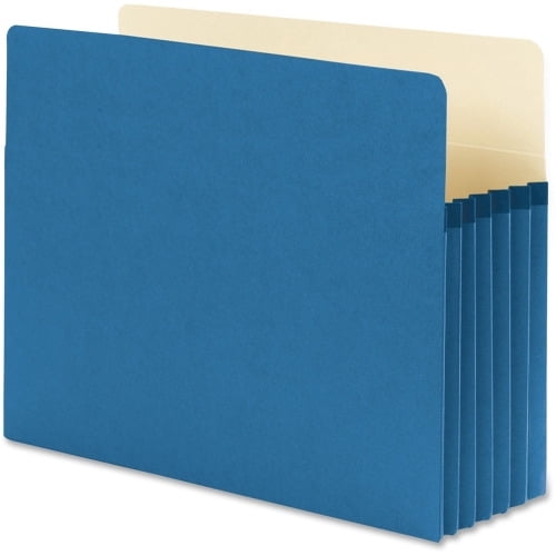 Smead Drop Front Panel Colored File Pockets Letter - 8 1/2' x 11' Sheet Size - 5 1/4' Expansion - Straight Tab Cut - Top Tab Location - 9 pt. Folder Thickness - Blue - 3.84 oz - Recycled - 1 Each