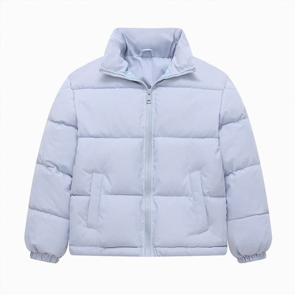 Kogui Kids Puffer Jacket Stand Collar Zip-Up Warm Winter Coat Lightweight Outerwear for Boys Girls Size 11-12 (Blue,11-12 Years)