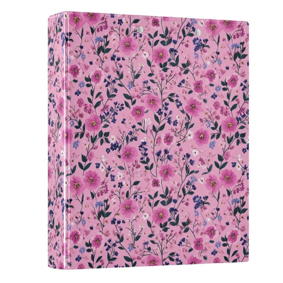 Three Ring Binder Bright Pink Flowers 1.5 Inch Round Binder D-Rings for Office Supplies and More