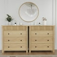 thumbnail image 5 of 3 Drawer Dresser, Modern Fluted Nightstand, Wooden Chest of Drawers, Storage End Table Organizer for Bedroom, Living Room, Hallway, Natural Oak, 5 of 9
