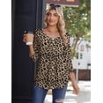 thumbnail image 3 of Zeagoo Womens Fall Fashion 3/4 Sleeve Round Neck Floral Ink Dot Tops Pleated Business Work Shirts, 3 of 6