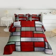 thumbnail image 3 of Manfei Modern Patchwork Geometric Bedding Comforter Set,Minimalist Buffalo Checkered Twin Comforter Sets,Red Gray Bedding Set For Teens,Luxury Bedroom Decor Reversible,2-Piece, 3 of 9