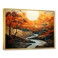 thumbnail image 2 of Designart "Stream Sunset Abstract Orange Landscape Glow I" Landscapes Framed Wall Art - Modern Orange Abstract Landscapes Entryway Framed Wall Art Print, 2 of 6
