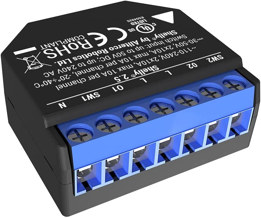 Shelly 2.5 Double Relay Switch and Roller Shutter WiFi Open Source Wireless Home Automation