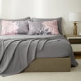thumbnail image 6 of Davulos King Comforter Set Grey 7 Pieces Bed in a Bag Pink Floral Bedding Sets Elegant Flower Bed Set Lightweight Comforter for All Season with Flat Sheet, Fitted Sheets, Pillowcases & Shams, 6 of 8