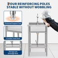 thumbnail image 4 of Amkui Stainless Utility Sink, Freestanding Outdoor Sink with Adjustable Legs, Storage Shelf,S-Hooks & Hot Cold Water Pipes, Kitchen Single Stainless Sinks for Laundry, Garage, 4 of 7