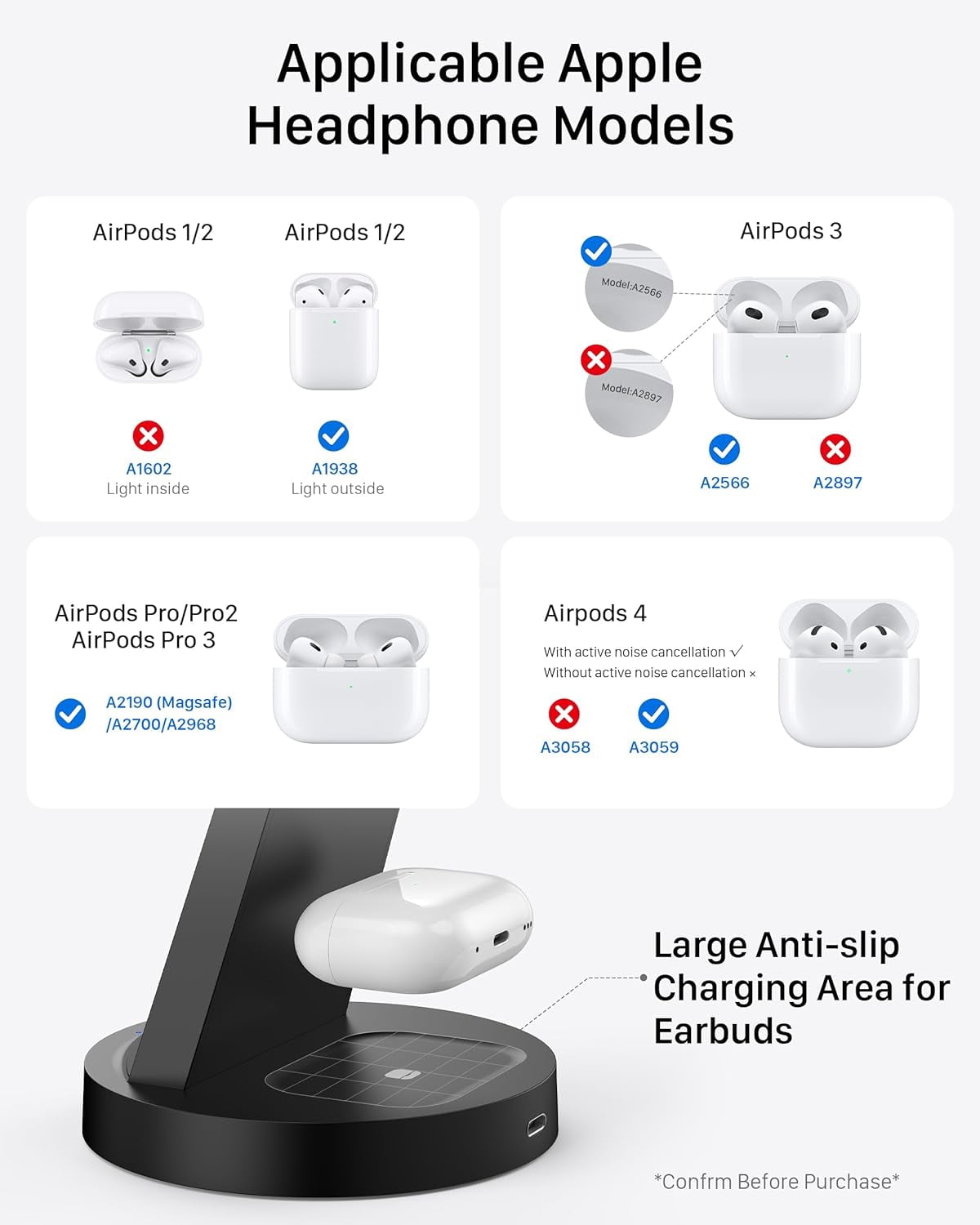 ETEPEHI 18W Wireless Charger for iPhone - 3 in 1 Charging Station Compatible with iPhone 17/16e/16/15/14/13/12 Pro Max, for iWatch & Air Pods 4 3 Pro, Black