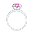 thumbnail image 2 of Rosec Jewels Oval Cut Lab Created Pink Sapphire Ring with Diamond Halo for Women - AAAA Grade, 925 Sterling Silver, US 11.50, 2 of 8