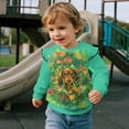thumbnail image 3 of Garronmavis Cute Dog Long Sleeve Sweatshirt Polyester Spandex Fabric Flowers Pullover Drop Shoulder Sweater 2T Warm Girls Crewneck Sweatshirt Ruffle Toddler Girl Clothes for Daily Life, 3 of 7