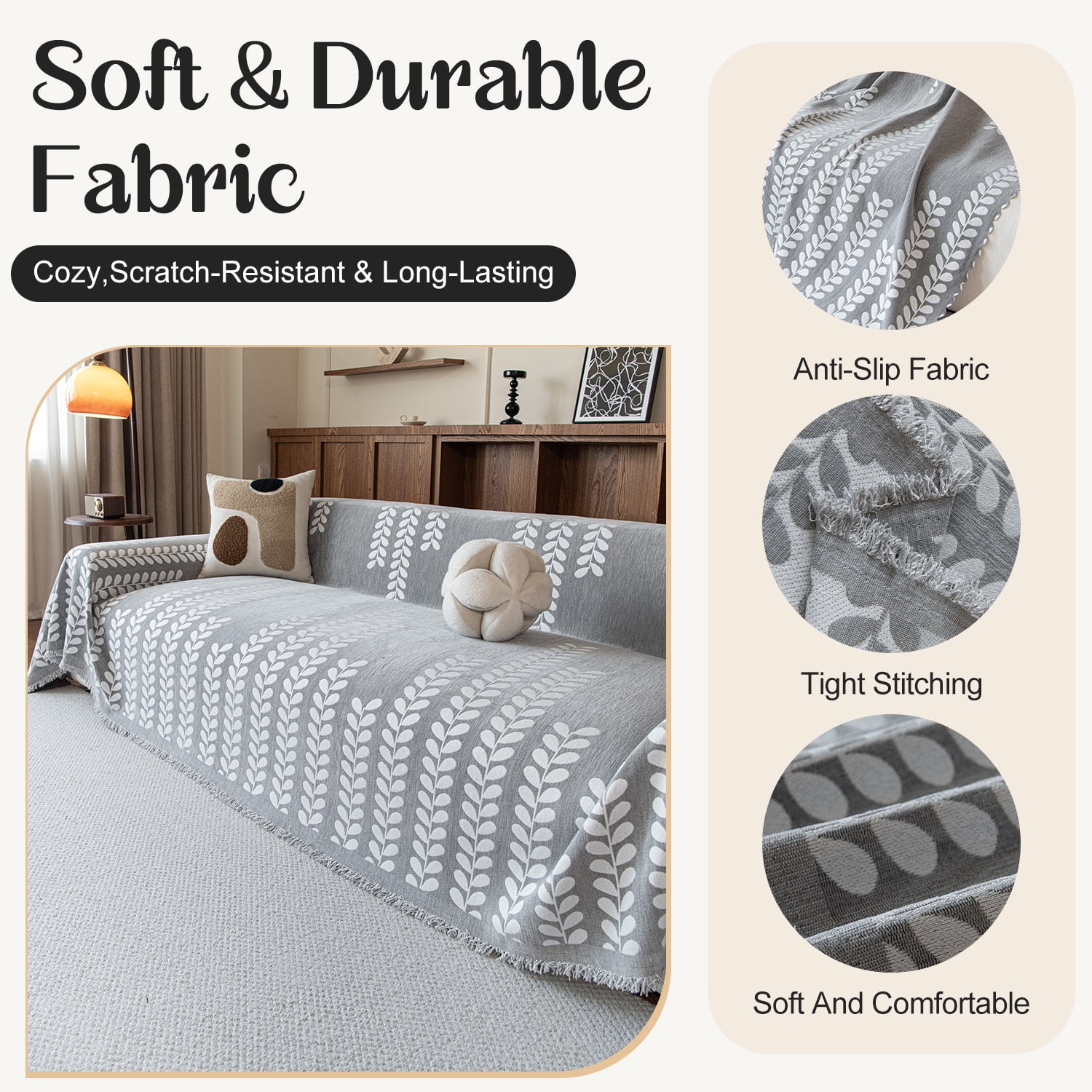 Jessy Home Sofa Covers Couch Cover Sofa Slipcover for Most Shape Sofas Multi-Function Furniture Cover for Pets Cats Dogs Home Decor 71"x 118"Light Gray