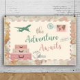 thumbnail image 2 of Fondo de fotografía con tema de aventura, avión, mapa del mundo, maleta, viaje, niños, fiesta de cumpleaños, baby shower, mesa de postres, decoración, fotomatón, accesorios de estudio, 2 of 4