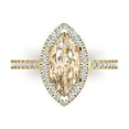thumbnail image 2 of 2.38ct marquise cut brown natural morganite 18k yellow gold halo Bridal Wedding Engagement Promise Anniversary Ring for Women size 4.75, 2 of 7