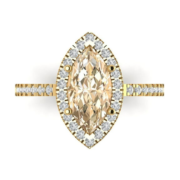 Halo Engagement Ring for Women - 2.38ct Natural Morganite in 18K Yellow Gold Promise Ring