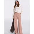 thumbnail image 5 of Women Wide Leg Pants Summer High Waisted Business Casual Work Dress Pants Trousers Slacks Pink XXL, 5 of 9