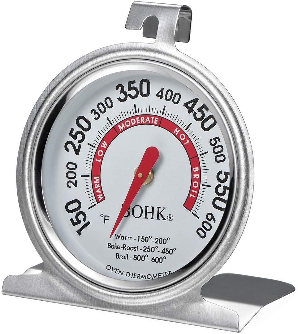 2.36 Large Dial Oven Thermometer for Professional and Home Kitchens  Cooking, Stainless Steel Baking Thermometer with 360 Degrees Rotation  Hanger and