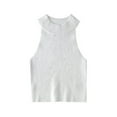 thumbnail image 1 of Sonducket Chaleco de moda sólido sin mangas Sexy chalecos acanalados cómodo transpirable alta elasticidad camiseta sin mangas ropa de Prendas para la parte del cuerpo Blanco, 1 of 6