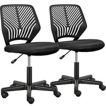Alden Design Adjustable Armless Mid Back Office Chair, Set of 2, Black