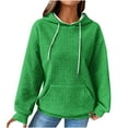 thumbnail image 2 of Waffle Knit Hoodies for Women Solid,Women Oversized Hoodies Casual Basic Waffle Long Sleeve Pullover Top Hooded Sweatshirt with Pocket, 2 of 4
