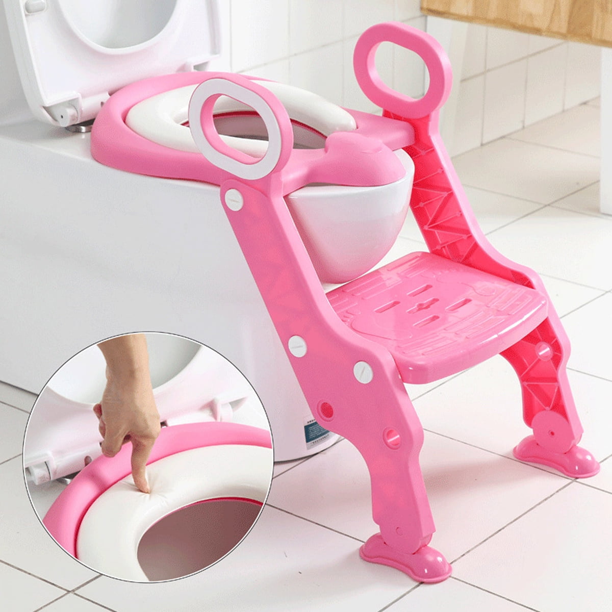 Siège De Pot + Marchepied Réglable Pour Enfant - Antidérapant, Pliable, Pour Apprentissage De La Propreté