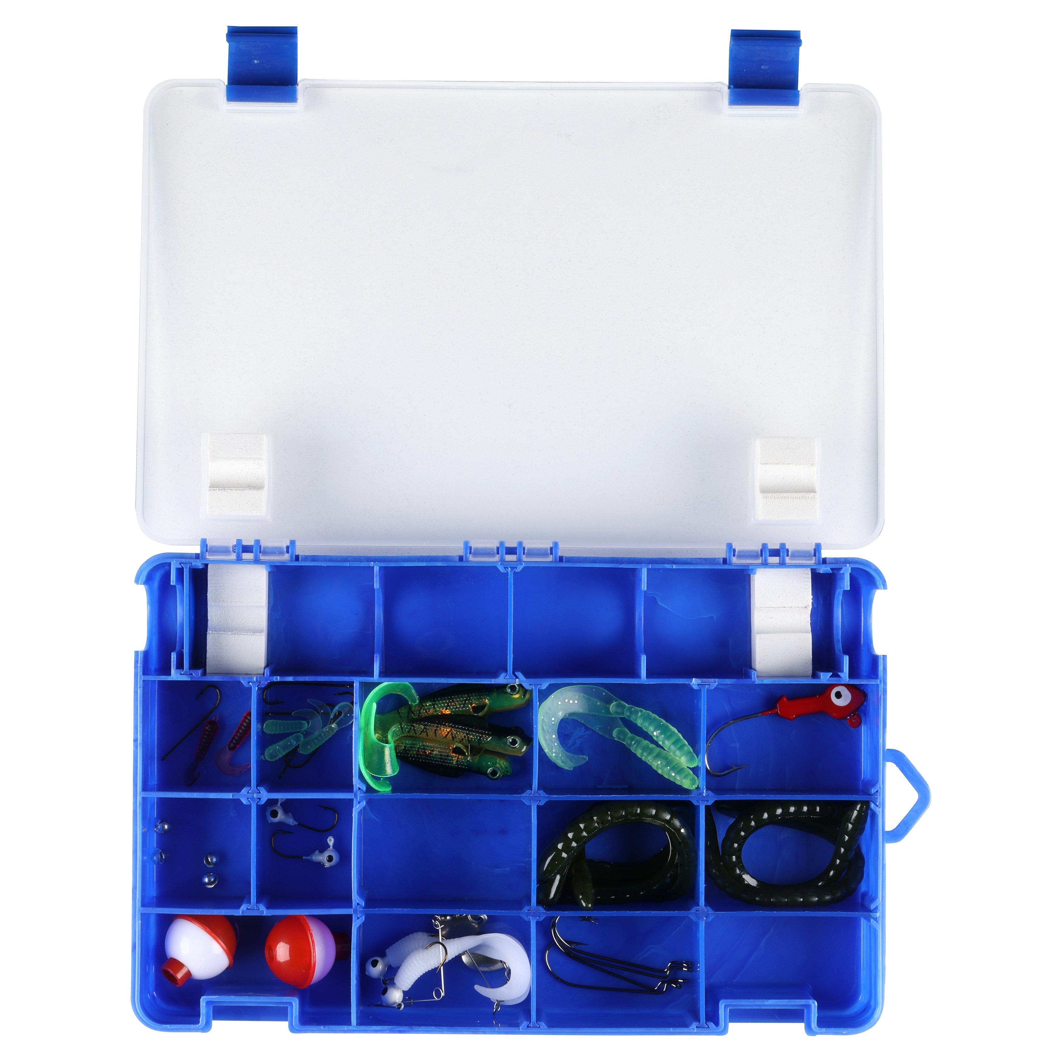 Shakespeare Tackle Box, 4-Pack, Adjustable Dividers, Blue Swirl