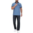 thumbnail image 2 of CAMISA POLO DE NEGOCIOS RETRO OCCIDENTAL DE MANGA CORTA PARA HOMBRES INSPIRE CHIC, CON ESTIRAMIENTO Y BLOQUEO DE COLOR, TALLA XL, AZUL, 2 of 6