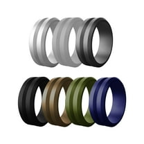 Avaner Silicone Wedding Ring for Men: 8 Pack 8mm Width Breathable Air Grooves Silicone Rubber Wedding Engagement Bands New Year Valentine's Day Gift, Size 11