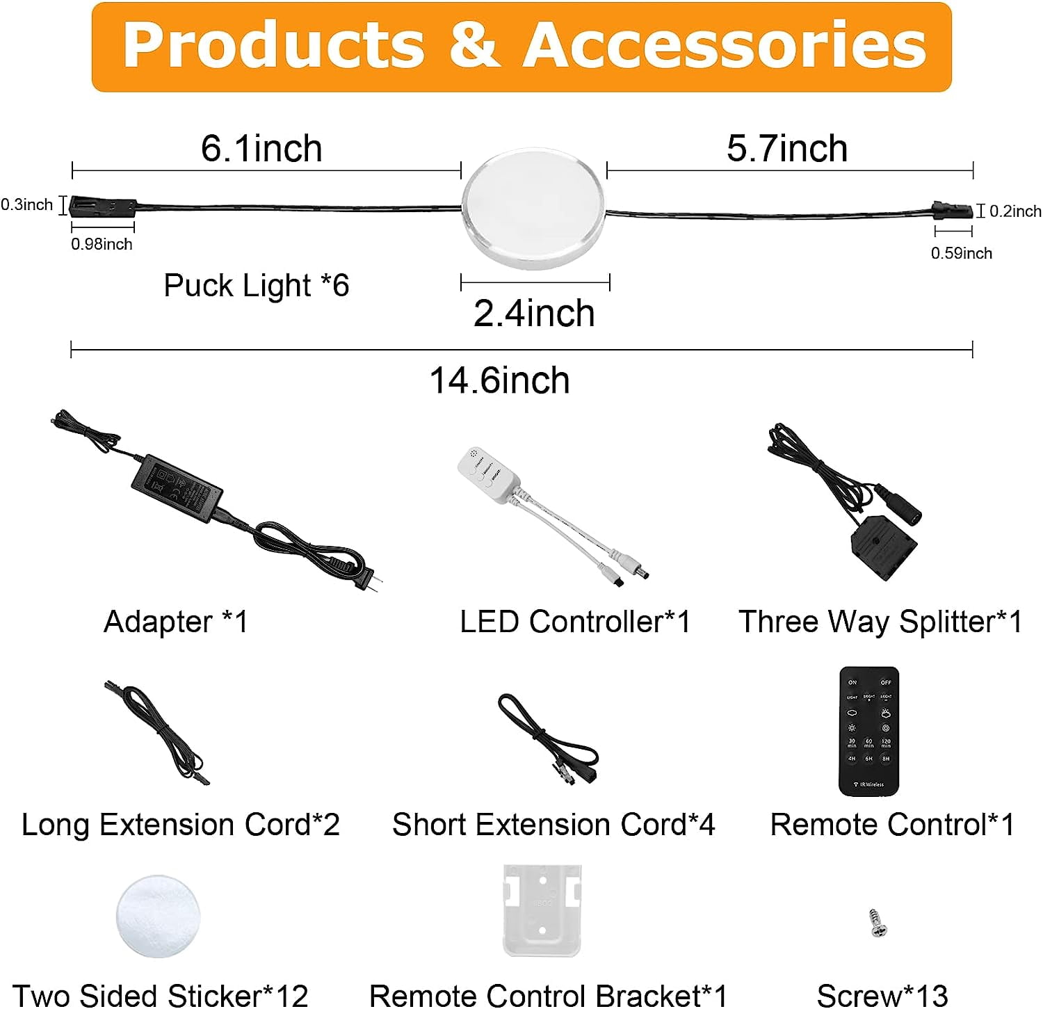 6 Pack Alexa Remote APP Control, Smart LED Puck Lights, Under Cabinet Lights（Warm White)