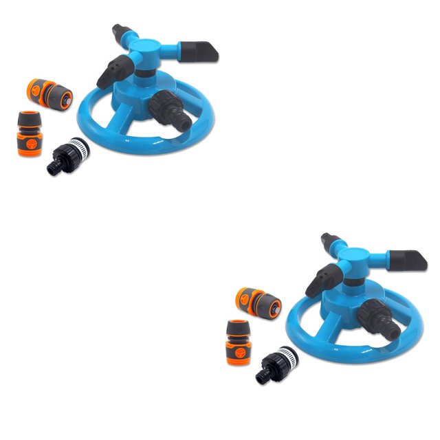 Monstrate Rociador de agua giratorio para jardín al aire libre, patio de césped, rociador de refrigeración automático, suministros de riego, Tipo 3, Azul 2piezas