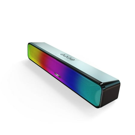 SongSUN Compact Wireless Bluetooth Speaker with RGB Lights – 5.0 Connectivity, Stereo Sound for PC, Phones & Tablets (Gamers & Music Lovers)