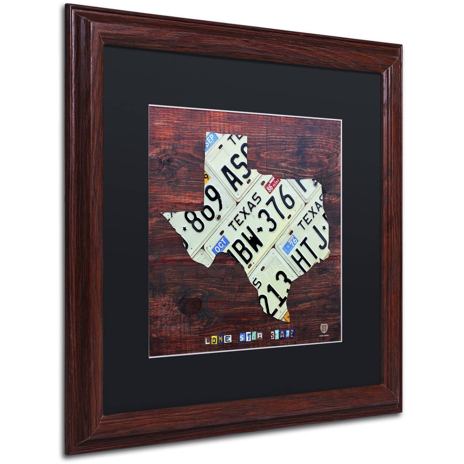 Trademark Fine Art 'Texas License Plate Map Large' Canvas Art by Design Turnpike, Black Matte, Wood Frame