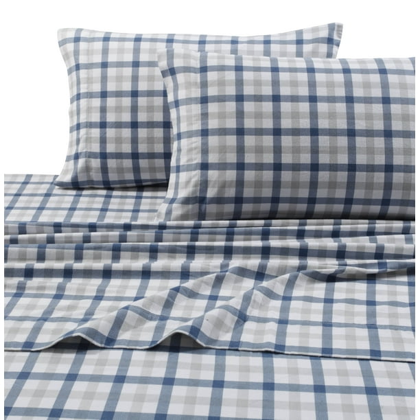 Heavyweight 200GSM MicroPlaid Printed Extra Deep Pocket Flannel Sheet