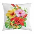 thumbnail image 1 of Hawaiian Throw Pillow Cushion Cover, Bouquet of Colorful Hibiscus Flowers with a Butterfly Blooming Plumeria Petals, Decorative Square Accent Pillow Case, 24 X 24 Inches, Multicolor, by Ambesonne, 1 of 2