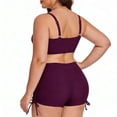 thumbnail image 5 of Yindaity Swimsuit for Women Bikini Set for Women Two Piece Swimsuit V Neck Triangle Top Cross Back Lace up Mid Rise(Wine,L), 5 of 5