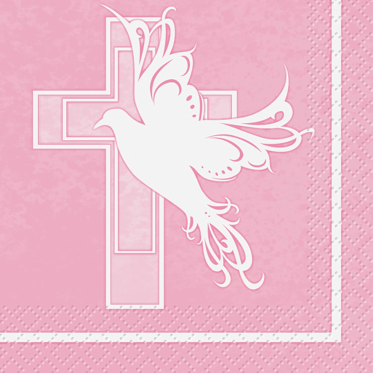 Pink Dove Cross Religious Beverage Napkins, 16ct