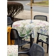 thumbnail image 5 of Square Outdoor Tablecloth With Umbrella Hole And Zipper– Pink Blue Daisy Floral Waterproof Patio Table Cover for Party, Picnic, Backyard, 54"x54" , Wildflowers Herbs Botanical Beige, 5 of 8