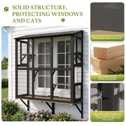 Haverchair Cat Catio, Cat Window Perch for Large Indoor Cats, Window Box Enclosure with 4 Jump Platforms, Wooden Window Hammock for Multi Kittens, All-Weather Use Outdoor Small Pet Perch House