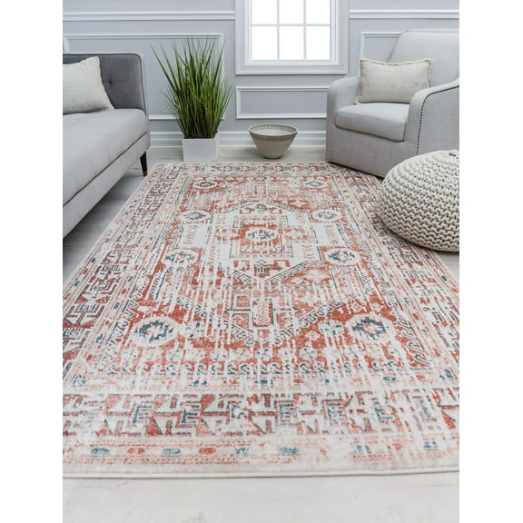Cora CL80A Warm Sienna Transitional Vintage Rust Area Rug, 2'6" x 4'