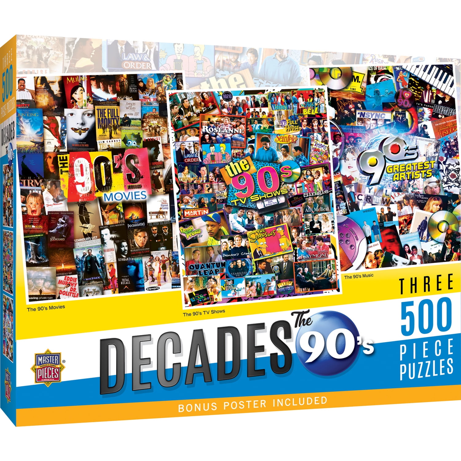 MasterPieces Puzzle Bundle - The 90's 3-Pack 500 Piece Jigsaw Puzzles