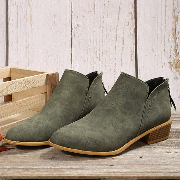 Lovskoo Ankle Boots for Women Faux Suede Wedding Dress Shoes Pointed Toe  Chunky Block Heel Cut Out Fashion Solid Color Back Zipper Short Booties  Olive Green - Walmart Business Supplies