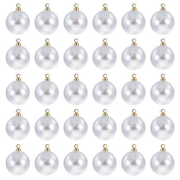 Unique Bargains 14mm Faux Pearl Pendants Drops, 100 Pack Round Imitation Pearl Beads for Jewelry Making Style 2, White Golden