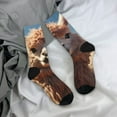thumbnail image 5 of Rateoe Fluffy Alpaca Mountain Meadow for Women Casual Calf Socks - Cute Crew Socks - Thin Soft Above Ankle Socks Size 5-11, 5 of 6
